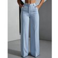 thumbnail image 4 of Cutuoiiu Women's Solid Color Wide Leg Pants High Waist Straight Trousers with Pockets for Work Office Daily Wear, 4 of 7