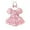 a-Pink25391, variant on Baby Girls Easter Jumpsuit Bunny Print Short Sleeve Romper Dress With Smocked Bodice Ruffled Skirt Matching Bow Headband Set For Holiday Daily Wear