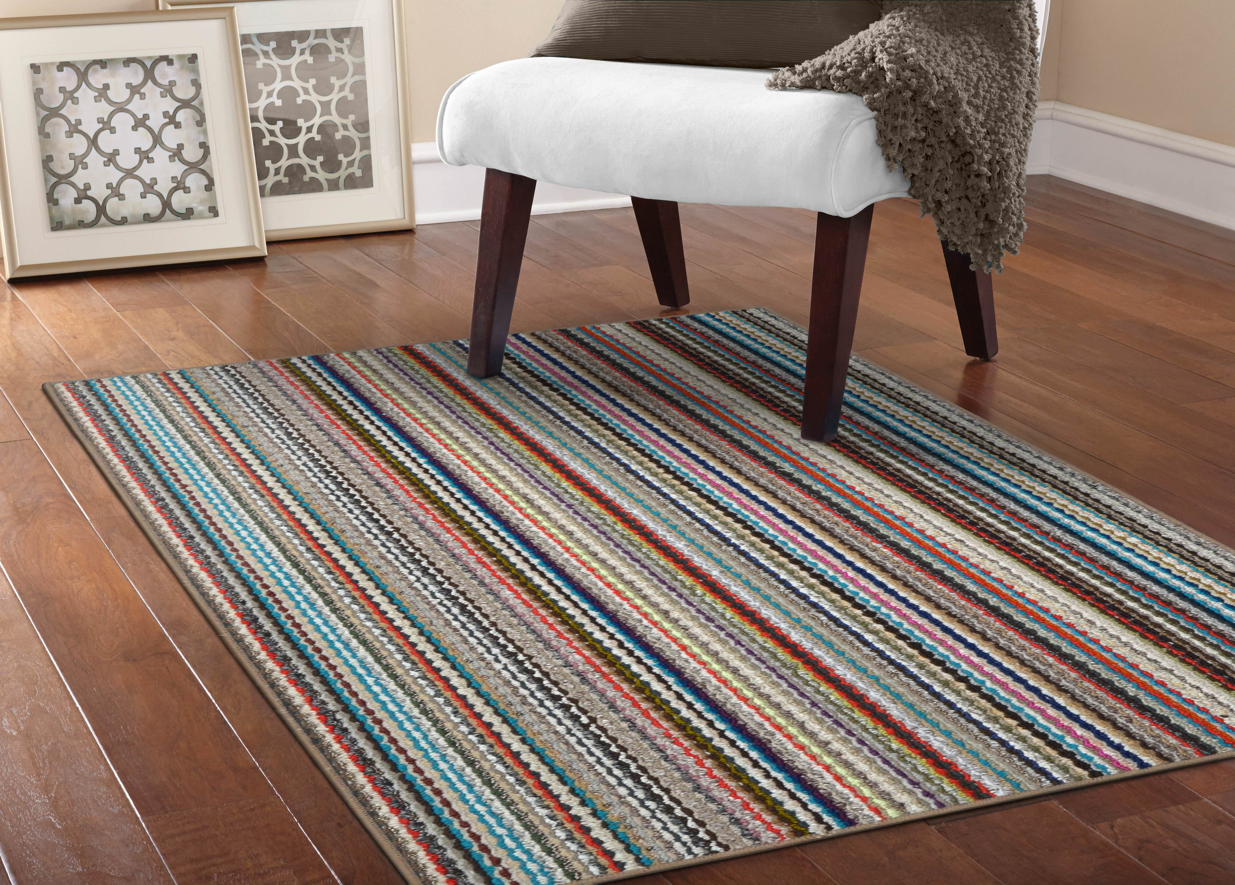 Mainstays Carnival Random Multi Color 7'6"x9'6" Striped Indoor Area Rug