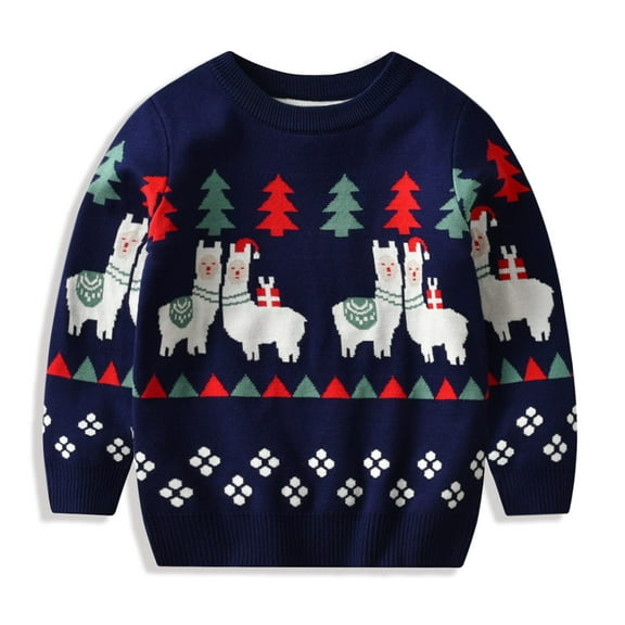 SYNPOS Toddler Little Kid Boy Girl Cute Alpaca Christmas Sweater Pullover Tops