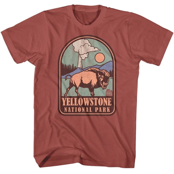 National Parks Yellowstone Badge Terracotta Adult T-Shirt