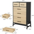 thumbnail image 2 of Senfot 4+2 Dresser for Bedroom, Freestanding 46.6" Tall Drawer Dresser with Storage, Wooden Closet Storage Chest for Living Room, Bedroom, Entryway, Natural Oak+Black, 2 of 8