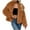 Brown, variant on HongQid Womens Faux Fur Coat Lapel Open Front Fluffy Shaggy Jacket Winter Warm Furry Cropped Overcoat