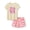 Pink Checker, variant on Girls Cotton Sleepover Pajama Set for Little & Big Girls Green & Pink Cat Short Sleeve Set 2-Piece PJ Size 10