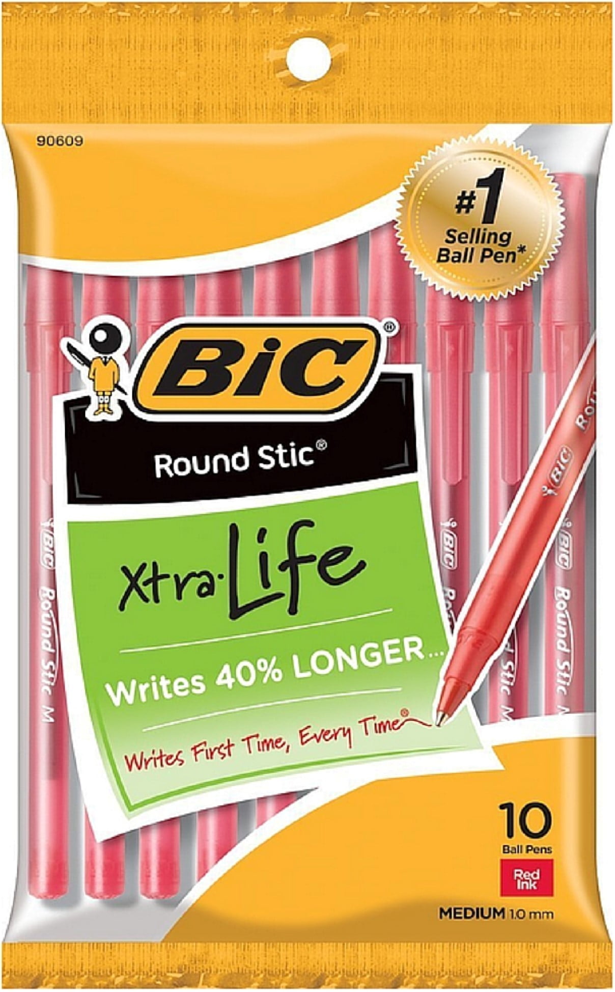 New Medium Point 1.0mm Flexible Round Barrel For Writing Comfort Black Round Stic Xtra Life Ballpoint Pen 60-Count