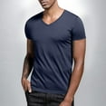 thumbnail image 2 of BXINGOHAI Mens Casual Slim Fit Short Sleeve T-Shirts Soft Lightweight V-Neck Dark Blue,2XL, 2 of 7