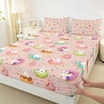 thumbnail image 3 of Manfei Colorful Doughnut Queen Sheet Sets,Sweet Dessert Flat Sheet,Cute Cartoon Rabbit Queen Fitted Sheet For Teens,Ultra Soft Home Decor,4 Pieces, 3 of 7