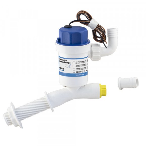 Albin Livewell /Baitwell Pump 01-05-082 Livewell /Baitwell Pump; Twinport; Aerator; 1-1/8 Inch NPT Inlet/Outlet Port; 12 Volt DC; With Straight And Elbow Detachable Ports; 4 Amp; 5 Amp Fuse Size