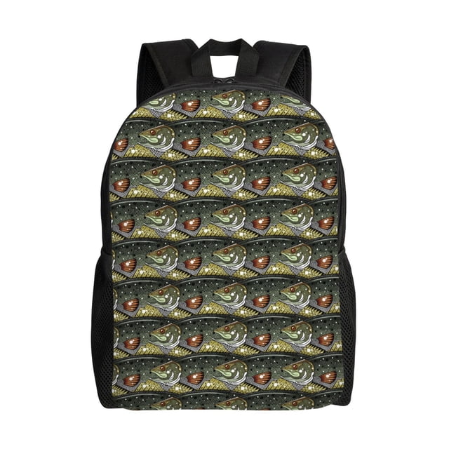 Disketp Largemouth Bass Fish Mochila Unisex de Apertura Lateral Completa, Mochila para Laptop para Escuela, Trabajo y Viajes