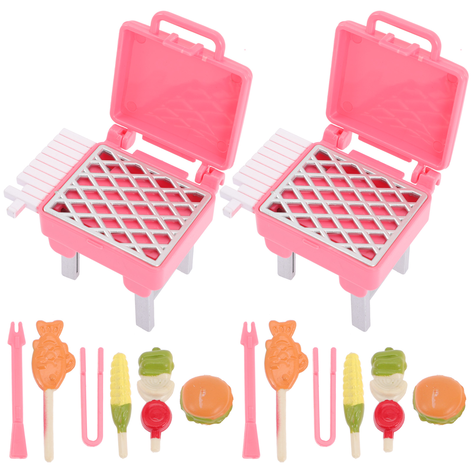 HOMEMAXS 2 Sets Kids Grill Playsets Plastic Grill Toys Dollhouse Play