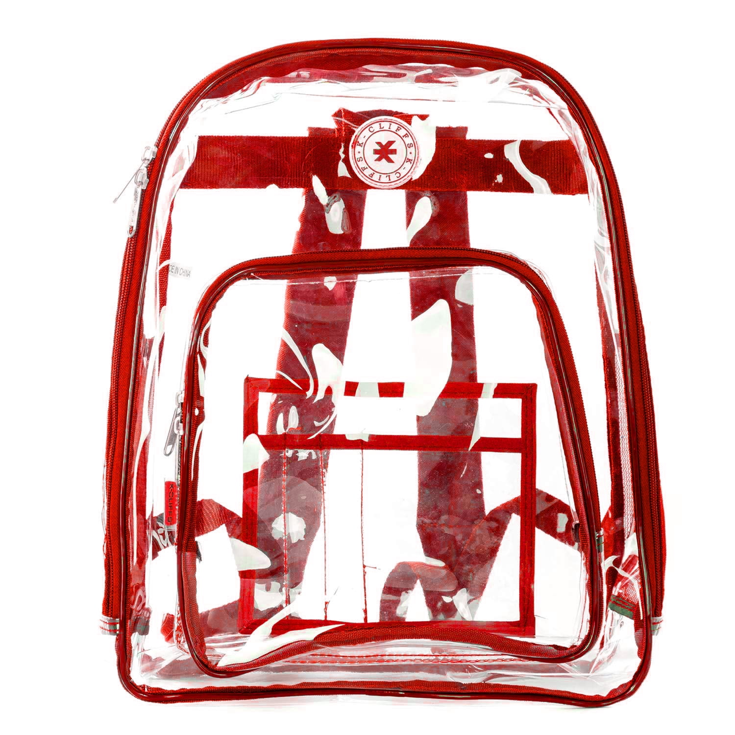 K Cliffs Unisex Heavy Duty Clear PVC Transparent Backpack in Red Teen Adult Walmart