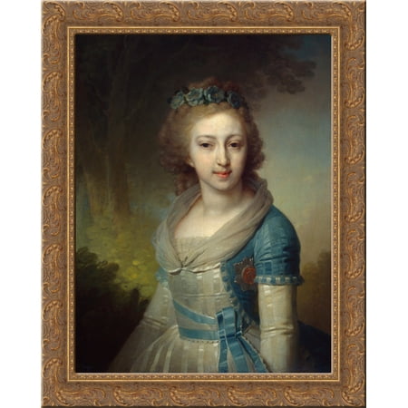 Grand Duchess Elena Pavlovna of Russia 24x20 Gold Ornate Wood Framed Canvas Art by Vladimir Borovikovsky