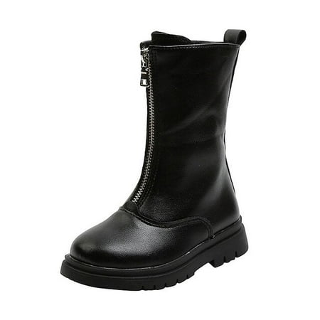 

DancePeanut Children Mid-Calf Boots Girls Autumn Winter Plush Lining High Shoes Kids Non-Slip Fashion Zipper Boots Size 27-36