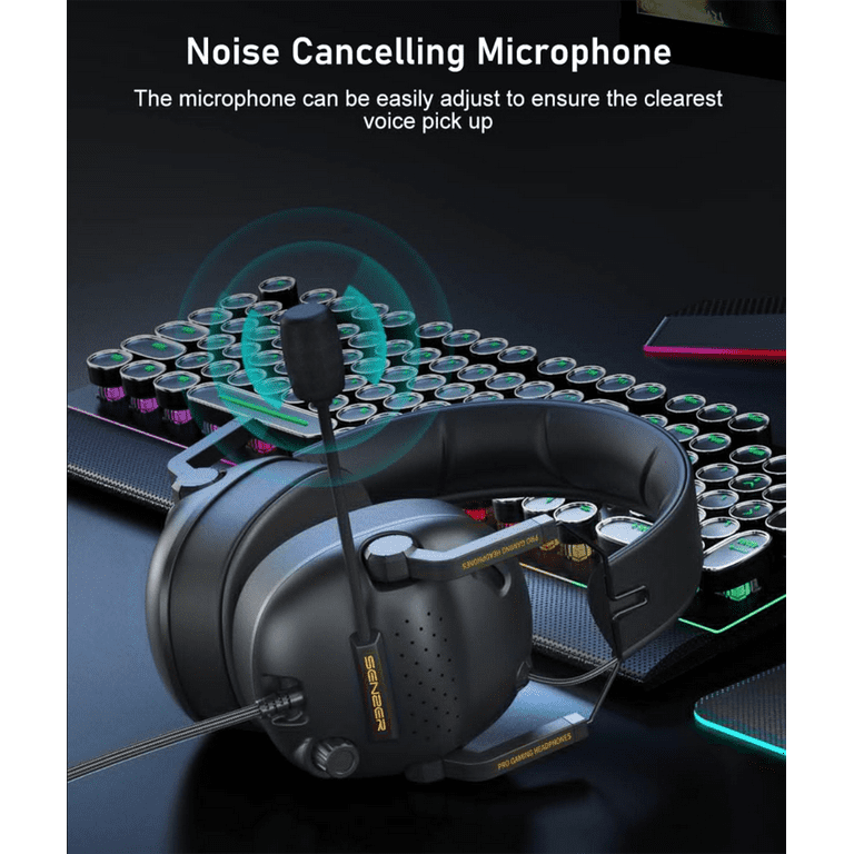 Full Surround Sound Pro Gaming Headset with Noise Cancelling Microphone Detachable Memory Foam Ear Pads Portable Foldable Headphones for PC PS4