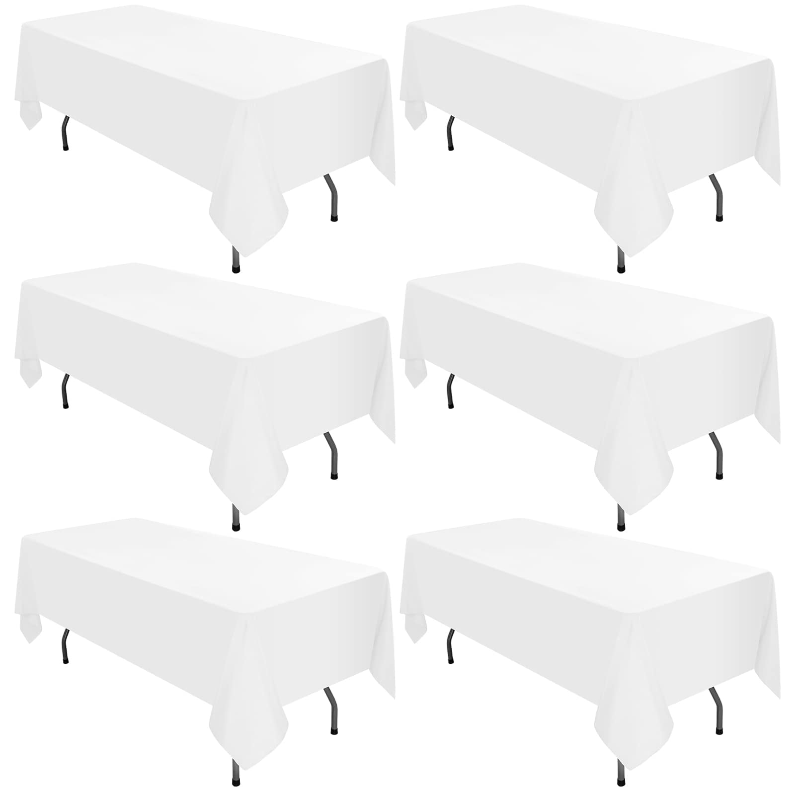 "6 Pack Tablecloth 60 x102 inch Polyester Table Cloth for 6 Foot