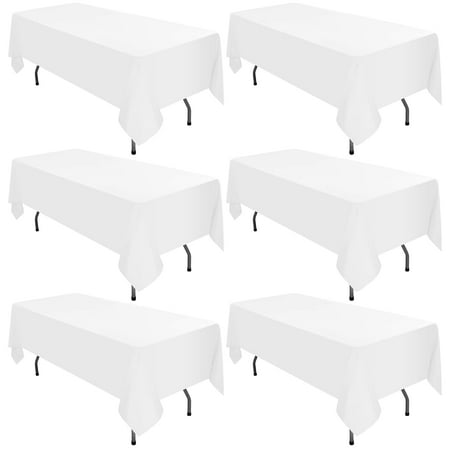 "6 Pack Tablecloth 60 x102 inch Polyester Table Cloth for 6 Foot Rectangle Tables,Stain and Wrinkle Resistant Washable Fabric Table Covers Polyester White Table Clothes for Wedding,Party,Banquet"