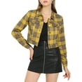 thumbnail image 2 of Allegra K Women Classic Vintage Button Front Closure Chest Pocket Plaid Crop Jacket, 2 of 6