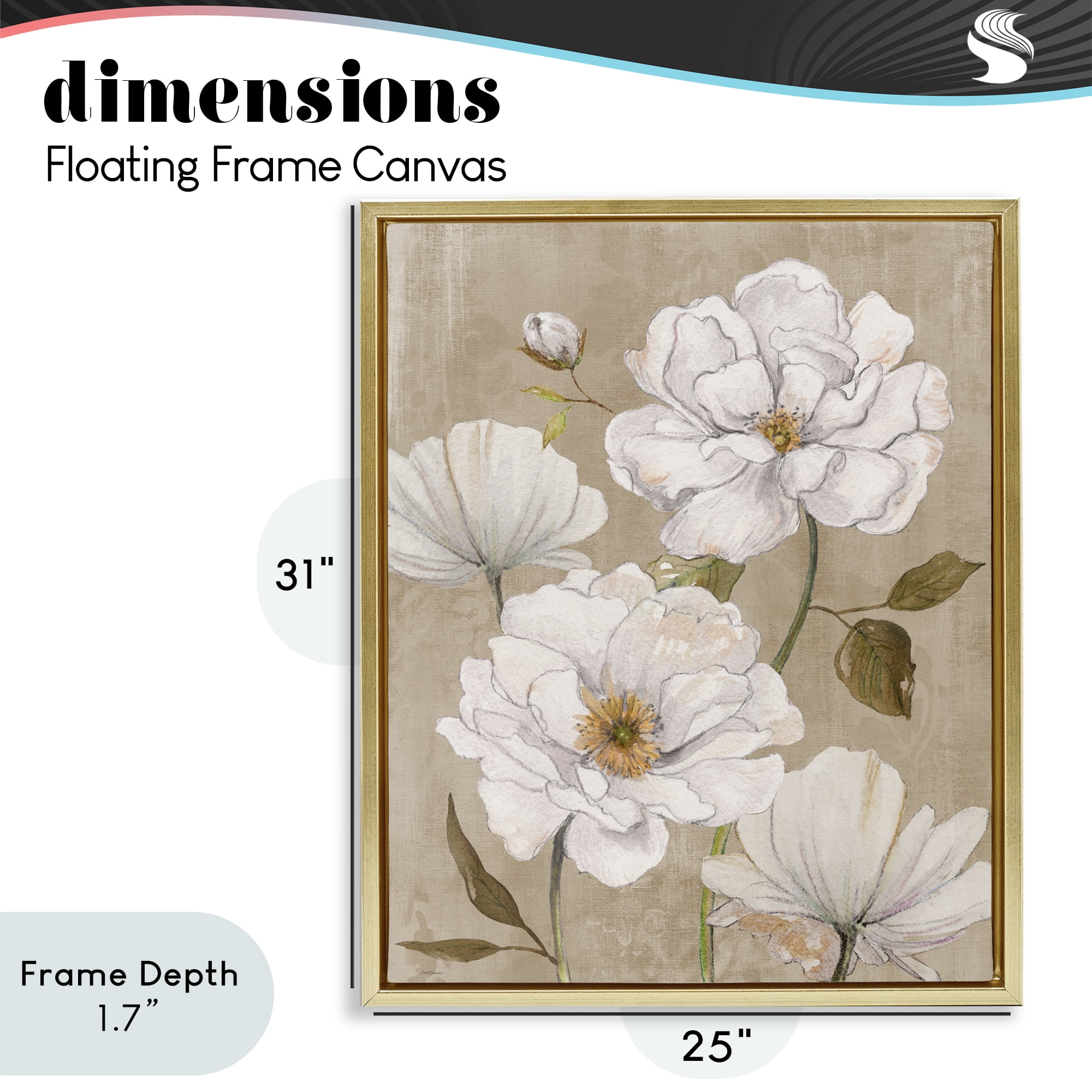 Stupell Industries Rustic Magnolia Blooms Gold Framed Floater Canvas Wall Art, design by Carol Robinson