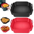 thumbnail image 1 of 2 Pcs Pot en Silicone pour Friteuse à Air Chaud avec Poignée Doublure Réutilisable Panier en Silicone Résistant à la Chaleur Plateau de Cuisson Carré Accessoires pour Friteuse à Air Moule de Cuisson, 1 of 9