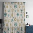 thumbnail image 5 of Teal Yellow Snowflake Christmas Semi Sheer Curtains Drapes for Living Room, Bedroom, French Doors Window 63 Inches Long, Xmas Snowflake Rustic Rod Pocket Chiffon Curtain Drapery Voile Drape Panel, 5 of 6
