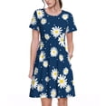 thumbnail image 1 of Easygdp Daisies Flowers para Vestido Transpirable de Mujer, Vestido Suelto de Manga Corta con Pliegues y Bolsillos para el Verano, 1 of 6