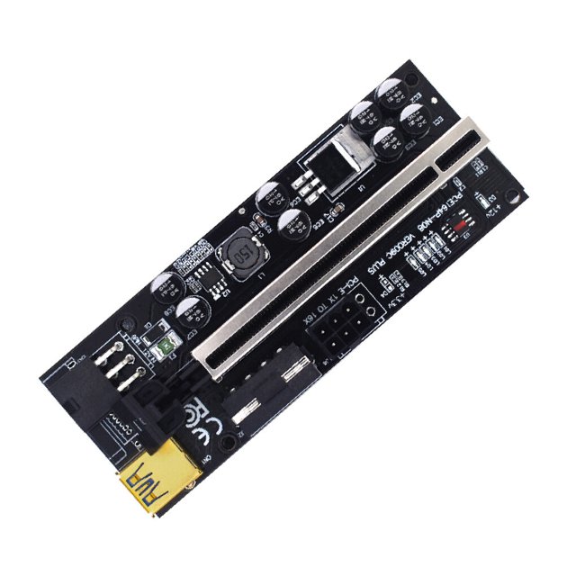 Xingzhi 1 à 10 Pcs VER009 USB3.0 PCI -E Riser VER 009S PLUS 1X 4x8x 16x Rallonge pcie Carte Adaptateur SATA 15 Broches vers 6 Broches Emplacement + Fil Rouge 1Ensemble