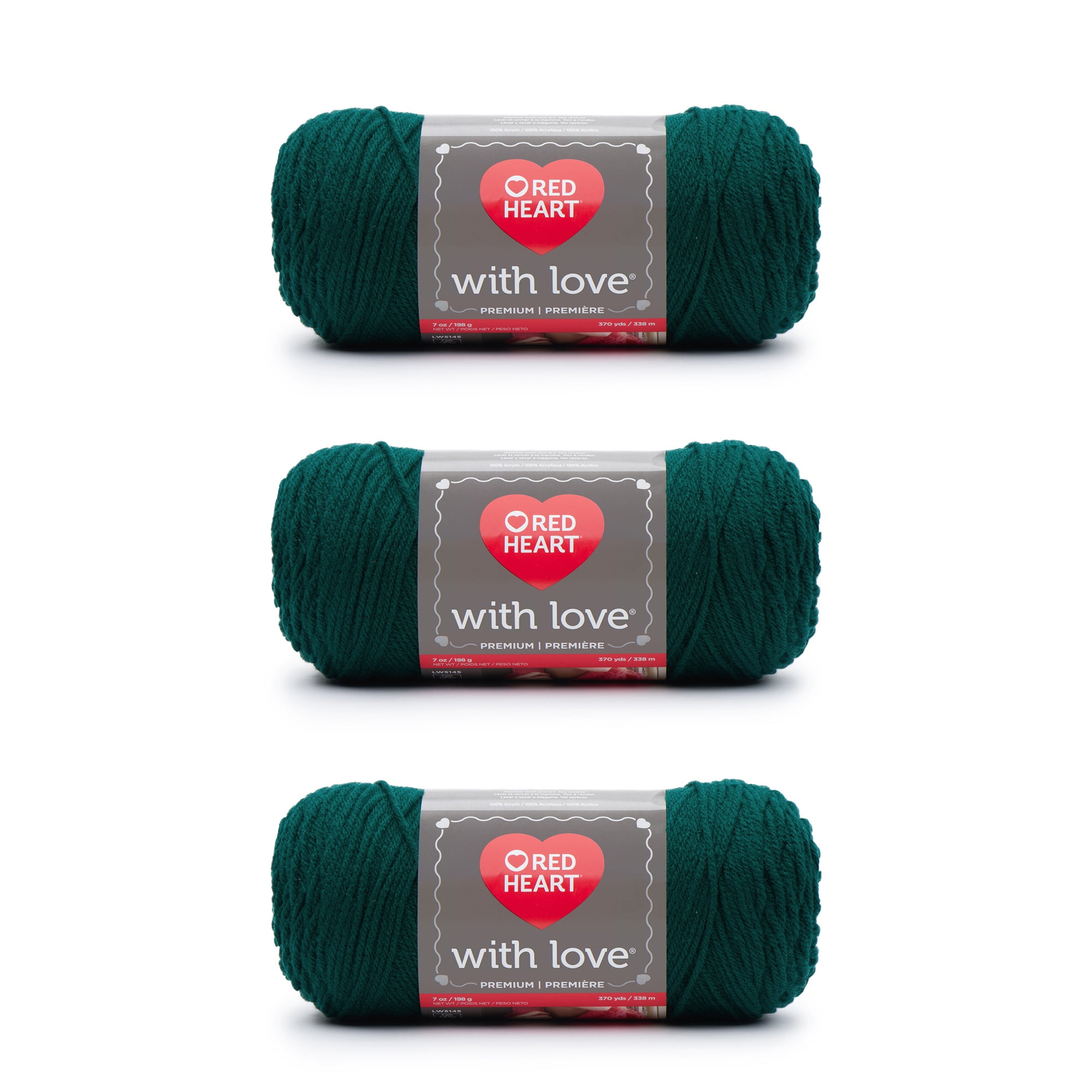 Red Heart With Love Evergreen Yarn 3 Pack of 198g/7oz Acrylic 4