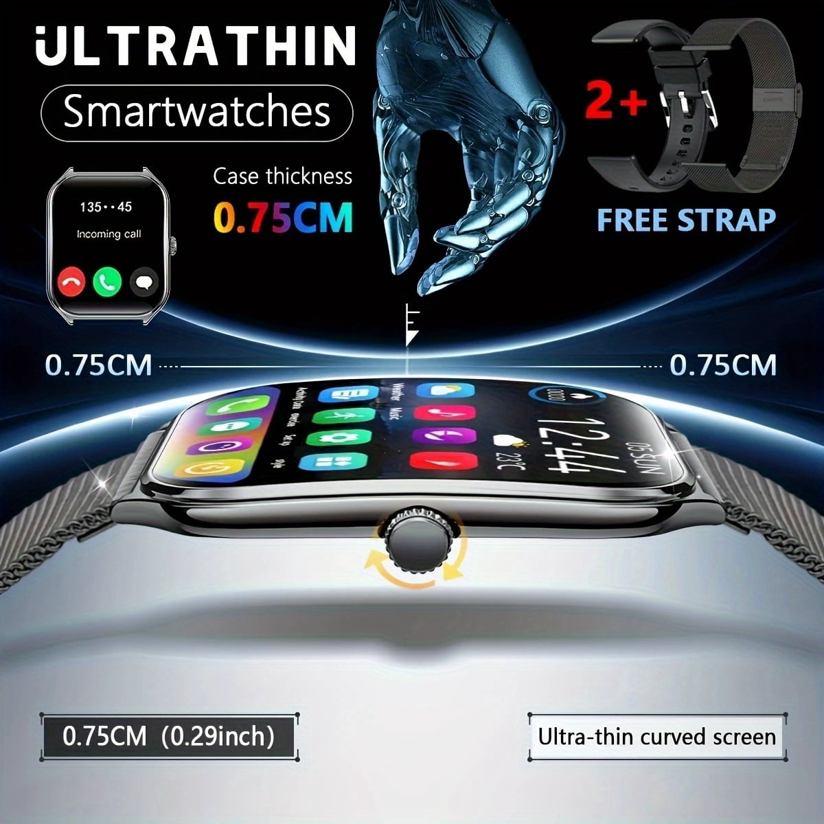 The Latest Ultra-Thin Smart Watch, 1. 96 Inches Large Screen, Support for Answering The Phone, a Variety of Sports Modes, Alloy Body, High Resolution, Simple Fashion Classic