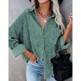 thumbnail image 2 of Camisa Con Botones, Estilo Extragrande, Manga Larga, Bolsillo En El Pecho, Blusas Extragrandes, Chaqueta Para Primavera, Otoño, Principios De Invierno ANGGREK Guisante Verde M, 2 of 6