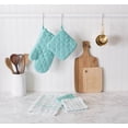 thumbnail image 3 of Design Imports Aqua Oval Potholders, Set of 2, 9.5"x7.5", 100% Cotton, Blue, 3 of 3