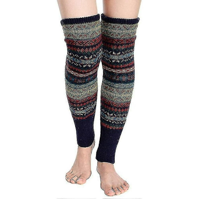 Women Knee High Socks Winter Bohemian Boot Cuffs Knit Crochet Leg Warmers