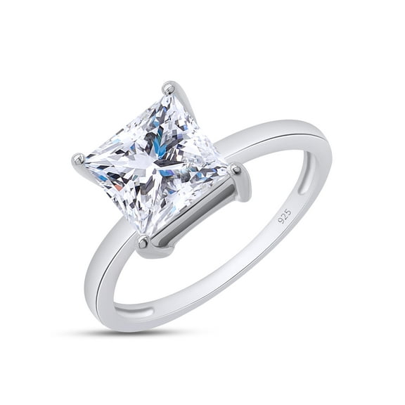 AFFY 1.86CT Princess Shape Moissanite Diamond Solitaire Ring for Women 14K White Gold over silver-4