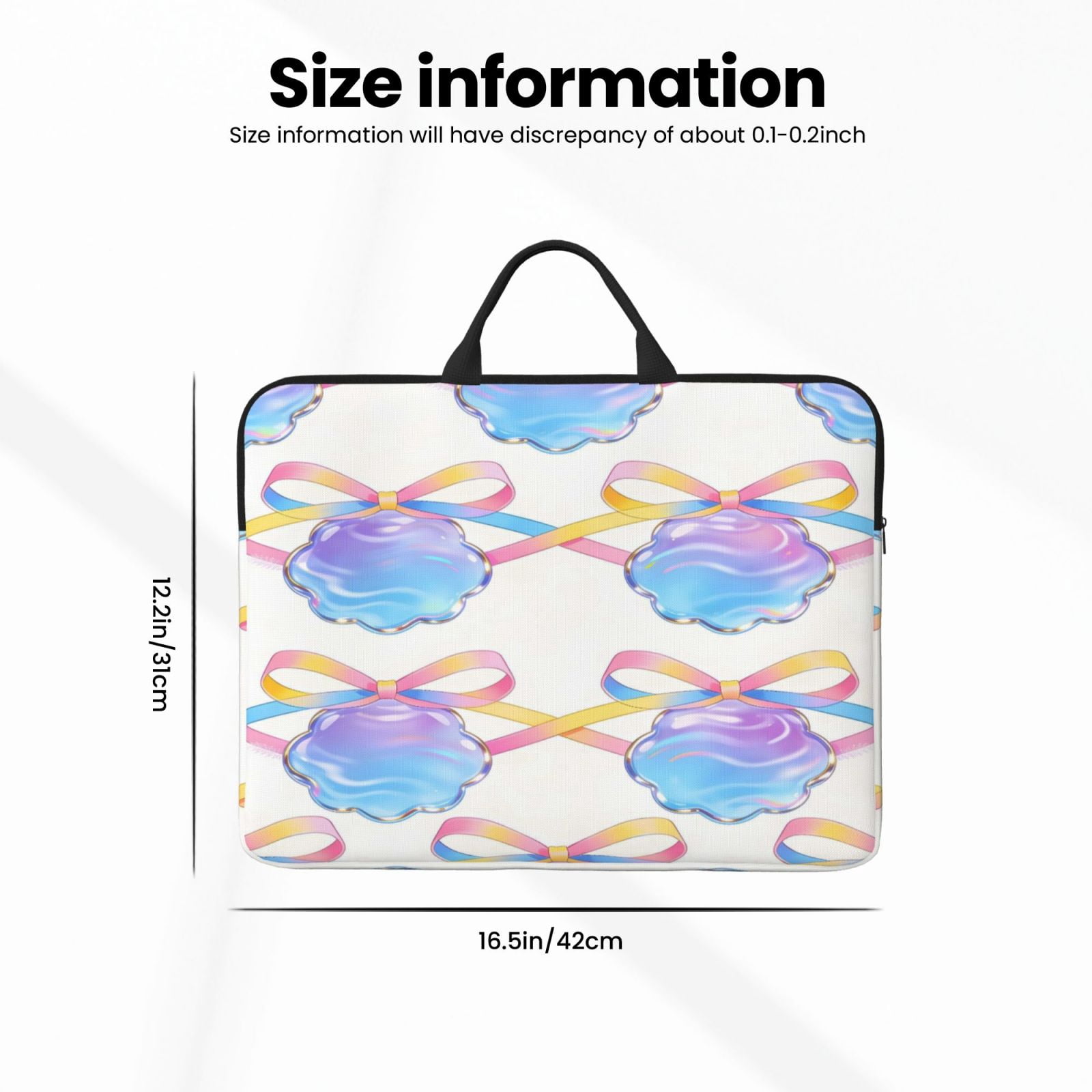 Laptop Sleeve Bag For Women Men 14inch Waterproof Durable Protective Computer Carrying Cover Handle Laptop Case Bag Glowing Bow Shell