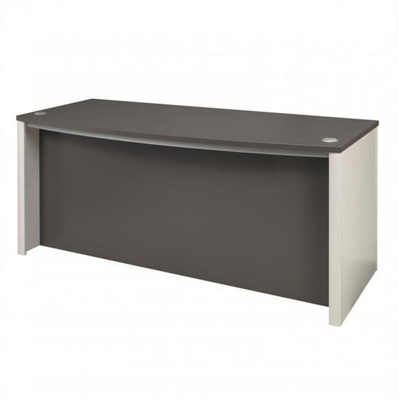 Kingfisher Lane Transitional Wood Executive Desk in Slate Gray/Sandstone