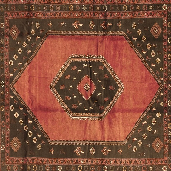 Ahgly Company Indoor Square Medallion Brown Traditional Area Rugs, 8' Square