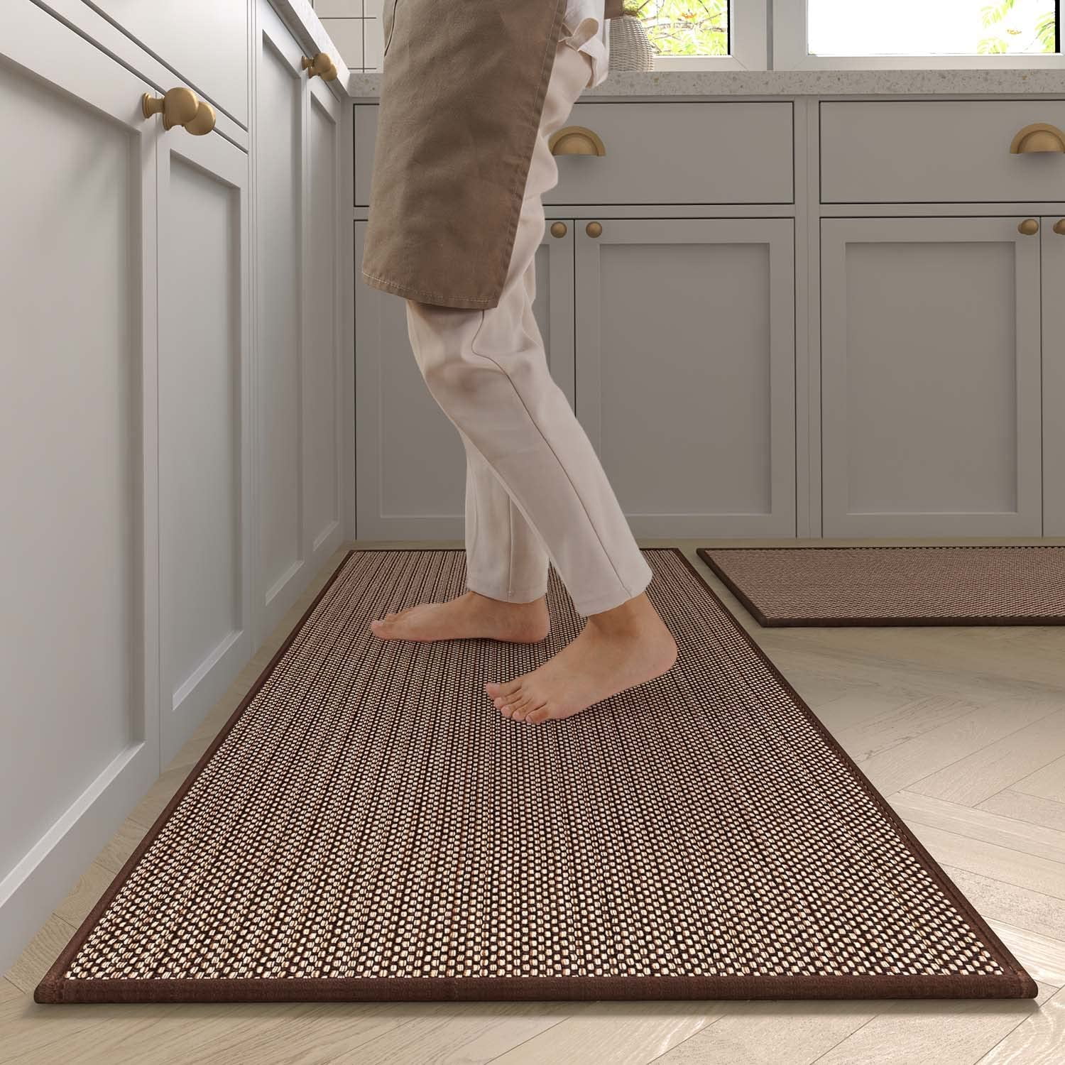 MontVoo Kitchen Rugs and Mats Washable 2PCS Non Slip Farmhouse Kitchen Runner Rugs 17"x30"+17