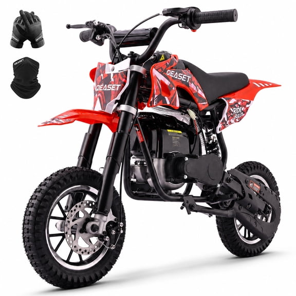 QEASET 39CC Dirt Bike, Gas Powered Mini Bike, Red
