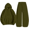 thumbnail image 5 of Lutiedan 2 Piece Sweatsuit for Women Casual Baggy Fleece Tracksuit Long Sleeve Hoodie with Pocket and Barrel Sweatpants S-3XL, 5 of 7
