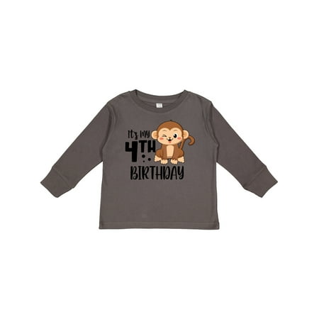 

Inktastic Monkey Its My 4th Birthday Gift Toddler Boy or Toddler Girl Long Sleeve T-Shirt