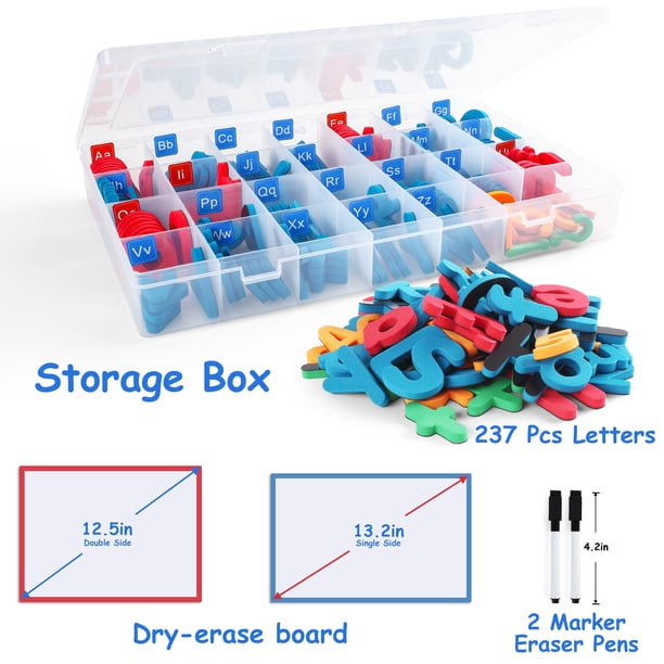208 Lettres Magnétiques Mousse EVA – Voyelles Rouges, Consonnes Bleues – 4,3 Cm – Apprentissage Orthographe, Vocabulaire – Dès 1-3 Ans