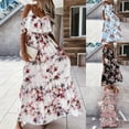 thumbnail image 1 of Koszal Bohème Femmes Robe Coupe Basse Épaule Froide Manches Courtes Imprimé Floral Robe Maxi pour Cocktail, 1 of 9