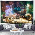 thumbnail image 2 of Cool Cat Tapestry Wall Decorations, Funny Kitten Playing With Butterfly Starry Sky Nebula Galaxy Artwork Milky Way Space Psychedelic Tapestry Wall Hanging Home Decor, 70 X 60 Inches, 2 of 4