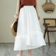 thumbnail image 5 of Falda midi Prolriy para mujer, dulce falda de encaje de doble capa, fluida, fina, de línea A, de cintura alta, de longitud media, para mujer, blanca, L, 5 of 8