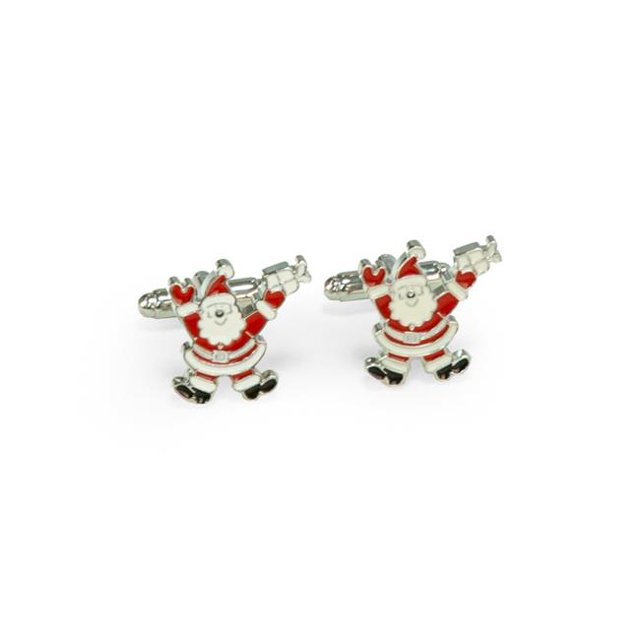 International Rhodium Plated Santa Claus Cufflinks - Multi Color
