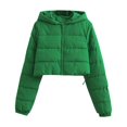 thumbnail image 3 of iOPQO Cropped Puffer Jacket Women Puffer Jacket Short Coats for Women Womens Warm Jacket Stand Collar Jacket Women Warm Jackets for Women Outerwear for Women Green 1 M, 3 of 5