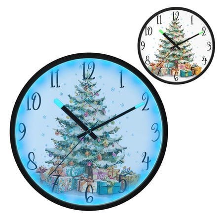 Christmas Tree Gifts Luminous Wall Clock with Sound-Activated LED 12-Inch Silent Acrylic Timepiece for Bedroom Livingroom or Office