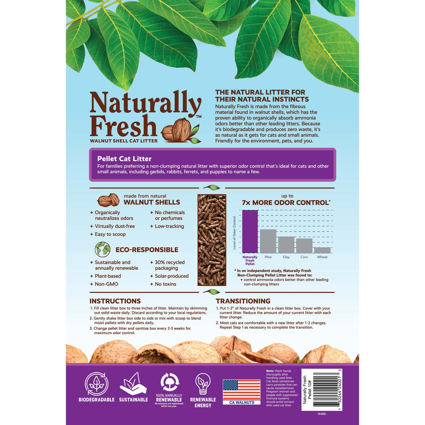 Naturally Fresh Walnut-Based Pellet Non-Clumping Cat Litter, 10 lb. Bag