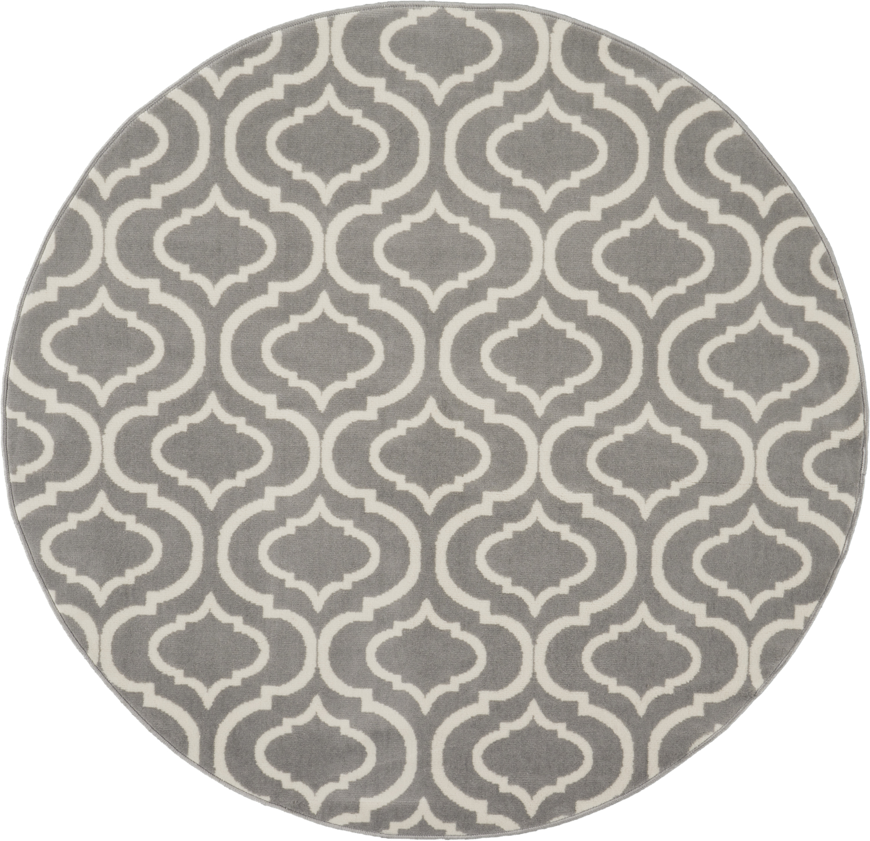 Nourison Bliss Transitional Moroccan Grey 5'3" x Round Area Rug, (5' Round)
