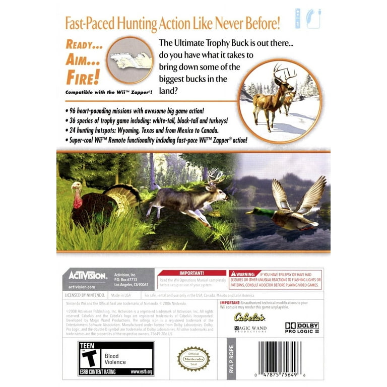 Activision, Cabela's Trophy Bucks WII, Used Video Game - Walmart.com