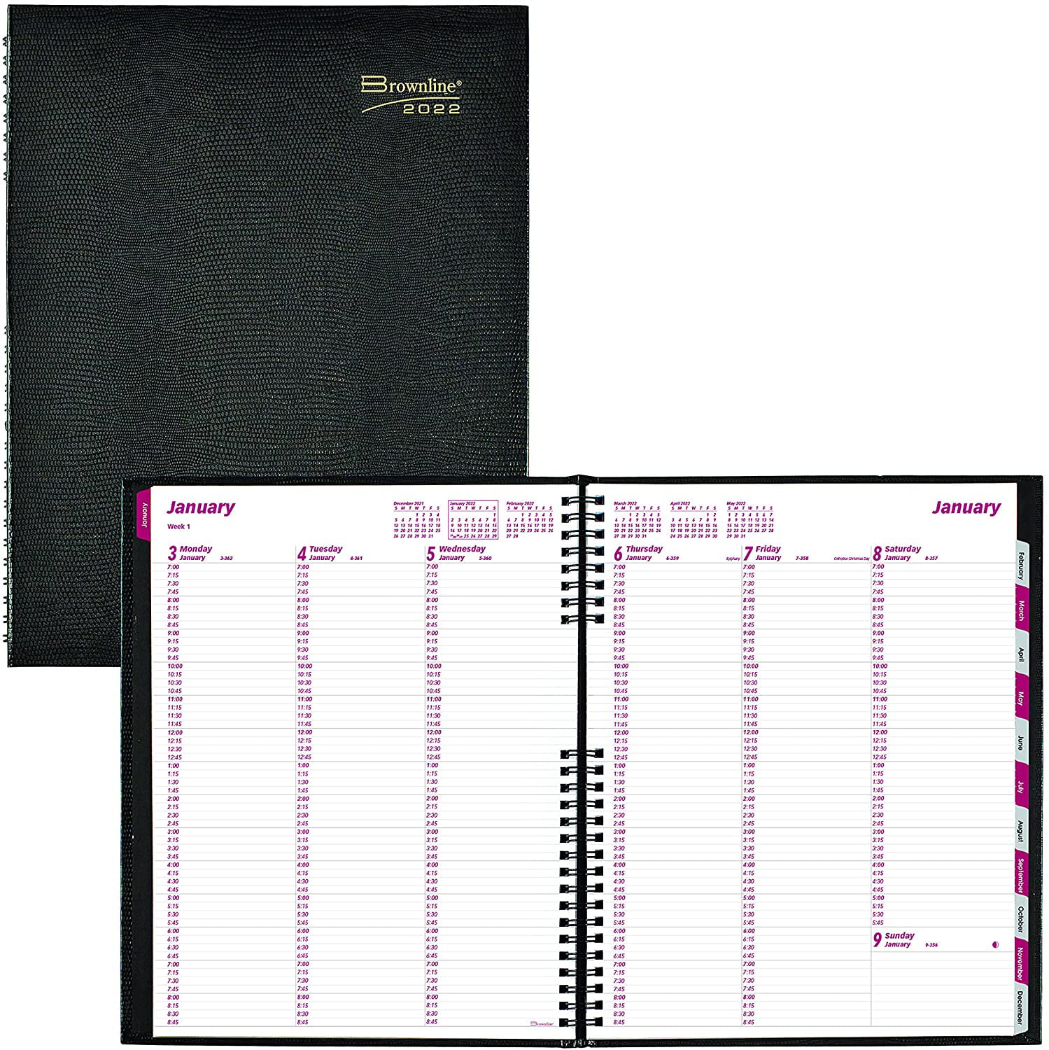 8 x 5 inches CB634C.Red -21 Bright Red Brownline 2021 CoilPro Daily Appointment Book/Monthly Planner 